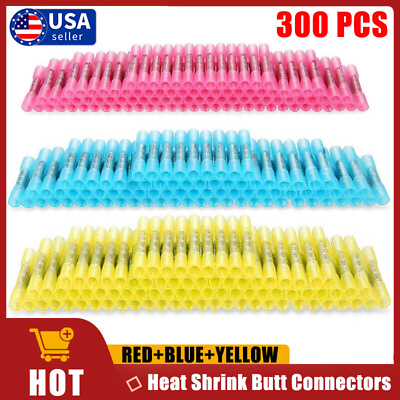 #ad 300PCS Heat Shrink Butt Connectors Kit Waterproof Electrical Marine Automotive $14.44