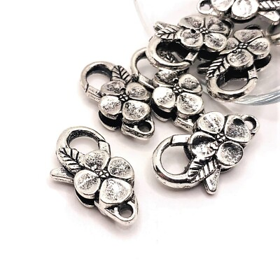 #ad 4 20 or 50 pcs Silver Flower Lobster Clasps Claw Clasps US Seller AS473 $7.95