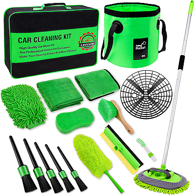 #ad 17Pcs Car Wash Kit 62quot; Car Wash Brush Mop with Long Handle Car Cleaning Kit Car $52.29