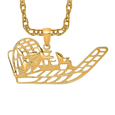 #ad 14K Yellow Gold Air Boat Necklace Charm Pendant $287.00