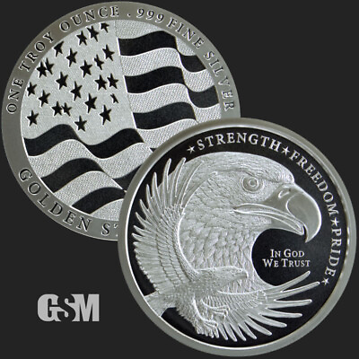 #ad 1oz Double Eagle Flag of Strength Freedom Pride .999 silver bullion IN A CAPSULE $41.99