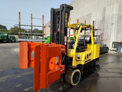 #ad 12000 POUND YALE GLC120VXPRS FORKLIFT TRUCK WITH 60quot; CASCADE ROLL CLAMP $42750.00
