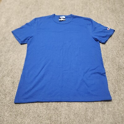 #ad Vintage NOS Champion Shirt Mens Large Blue Short Sleeve Blank 100% Cotton NWT $18.88