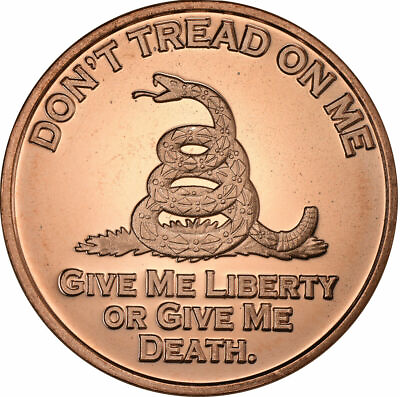 #ad 1 oz Copper Round Don#x27;t Tread on Me Rattlesnake $2.75