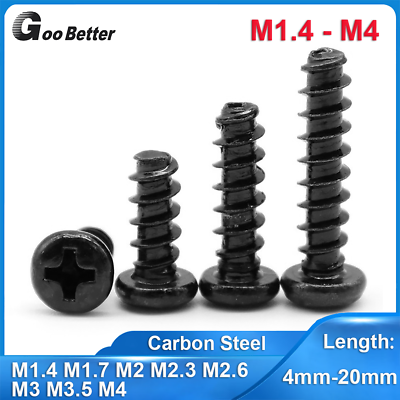 #ad M1.4 M4 Black Oxide Small Blunt Point Phillips Pan Head Self Tapping Wood Screws $1.67