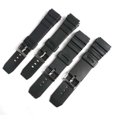 #ad 18 20 22 24mm Men Silicone Rubber Black Waterproof Sport Wrist Watch Band Strap $2.05