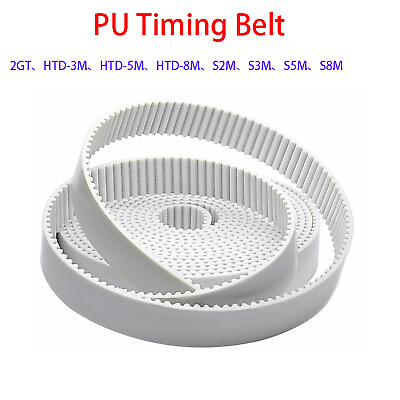 #ad White PU Polyurethane Steel Wire Open Timing Belt 2GT 3M 5M 8M S2M S3M S5M S8M $3.89