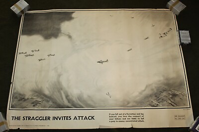 #ad Rare Original WW2 British RAF Air Combat Training Air Diagram Poster 40quot; x 30quot; $125.00