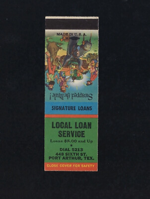 #ad c.1940s Local Loan Service Sixth Street Port Arthur Texas TX Matchcover $2.99