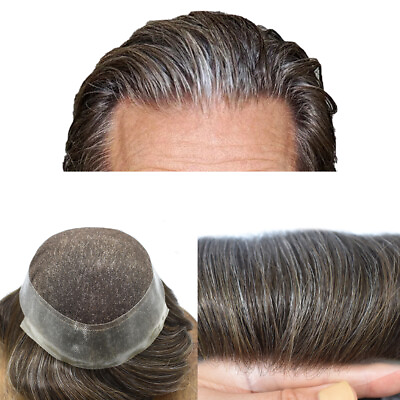 #ad Mens Toupee French Lace Hairpiece Poly Pu Skin Around Hair System Replacement US $219.00