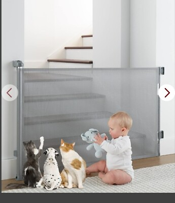#ad Retractable Baby Gate 33quot; Tall Expands to 55quot; Wide Indoor Outdoor Grey $28.99