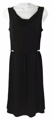 #ad 212 COLLECTION Womens Small BLACK Drapeneck Sleeveless Poly Spandex Dress NWT $17.98