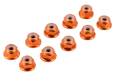 #ad Apex RC Products Orange 4mm Aluminum Serrated Nylon Locknut Wheel Nut Set #9803 $11.99