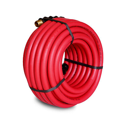 #ad 50 ft. 1 2 in. Rubber Air Hose with 1 2 in. NPT Fittings for Hose Reel 96847 IND $59.99