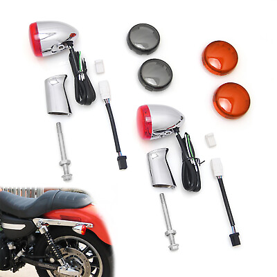 #ad Bullet Rear Turn Signal Indicator Brake running Lights For Harley Sportster Dyna $56.32