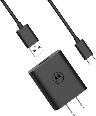 #ad MOTOROLA 20W TURBO POWER FAST HOME CHARGER With 3 FT YPE C USB CABLE $12.55