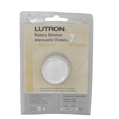 #ad Lutron Rotary Round White 600 watt Dimmer Single Pole #D 600RH WH ** New $4.75