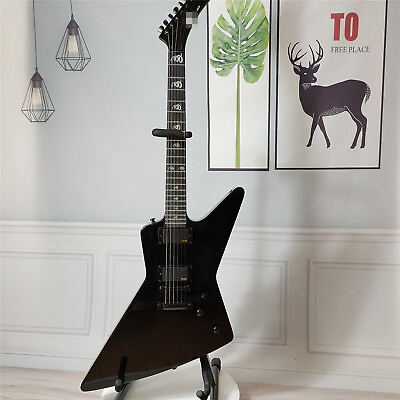 #ad Black Explorer 6 String Electric Guitar Solid Body Mahogany Body Fast Ship $195.00