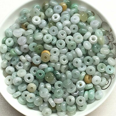 #ad 100PCS Natural Grade A Jade Jadeite Bead DIY Bless Lucky Small Circle Pendant $22.50