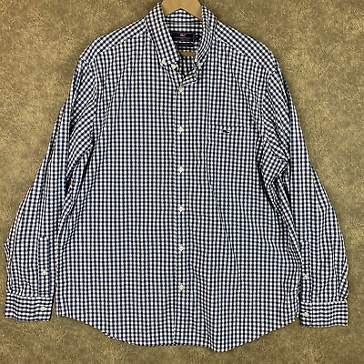 #ad Vineyard Vines Button Shirt Men#x27;s XL Blue Plaid Tucker Long Sleeve Pocket Logo $18.97