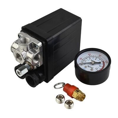 #ad 175psi 4 Port Air Compressor Pressure Switch Manifold Regulator Safety Valve $29.35