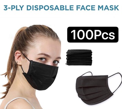 #ad #ad 100 50 PCS Black Blu Face Mask Mouth amp; Nose Protector Respirator Masks US Seller $13.98