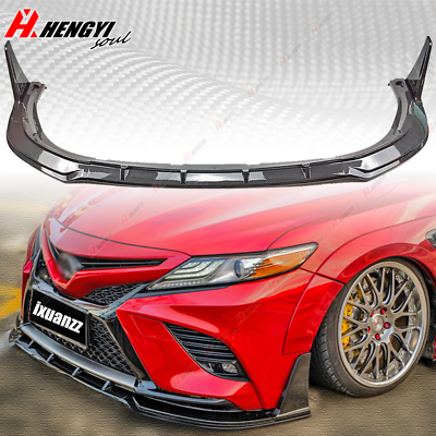 #ad For 2018 23 Camry SE XSE V2 Style Winglet Carbon Style Front Bumper Lip Splitter $94.99