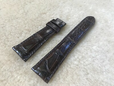 #ad 22mm 16mm Genuine Real Alligator Crocodile Leather Watch Strap Band Dark Brown $39.20