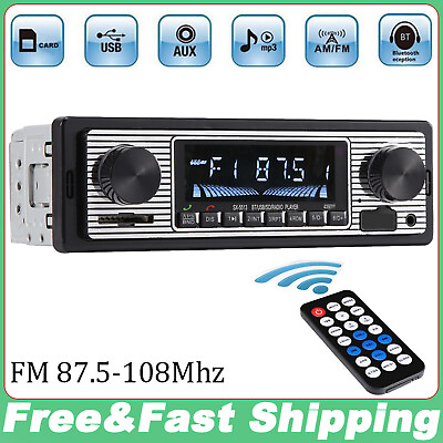 #ad Bluetooth Vintage Car FM Radio MP3 Player USB Classic Stereo Audio Receiver AUX $16.89