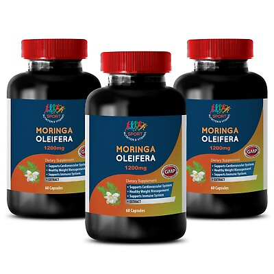 #ad Premium Quality Super Food Moringa Oliefera Extract 1200mg 3 Bot 180 Ct $50.12