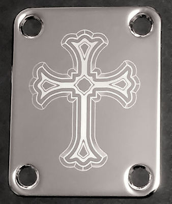 #ad GUITAR NECK PLATE Custom Engraved Etched Fits Fender CROSS Chrome $18.99