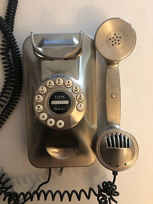 #ad Retro Chrome Grand Wall Phone with Rotary Push Buttons Untested AS IS $34.99