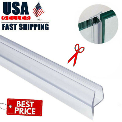 #ad 120 Inch Glass Door Seal Strip Weatherproof Silicone Shower Door Sweep Stopper $10.99