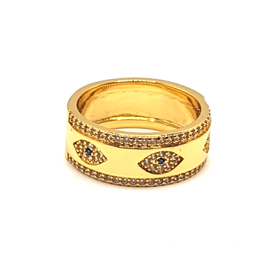 #ad Evil Eye Ring Size 7 Gold Plated CZ Boho Savvy Cie $19.99