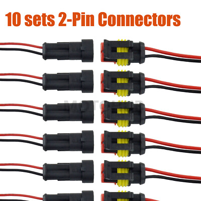 #ad 20X Car Waterproof Electrical Wire Cable Connector Male Female 2Pin Way Plug Kit $10.39
