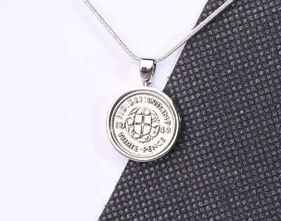#ad Silver Threepence 3d Coin Pendant Choose the Year amp; Metal Colour Birthday Gift GBP 49.99