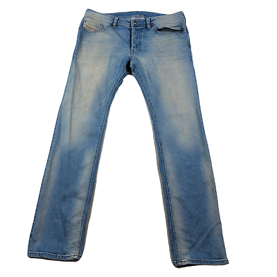 #ad Diesel Safado Jeans Mens 34 x 32 Blue Denim Regular Slim Straight Faded $48.49