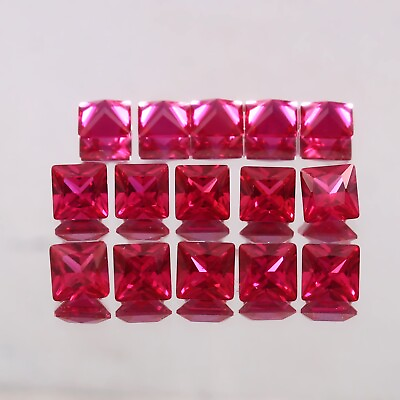 #ad AAA Natural Burma Ruby Loose Square Gemstone Princess Cut 5x5 MM 10 Pcs Lot $128.70