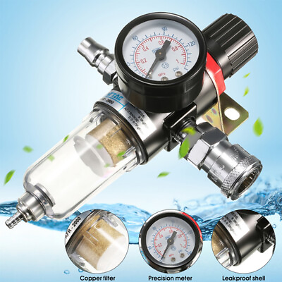 #ad #ad 1 4#x27;#x27; Air Compressor Filter Water Separator Trap Tools Kit With Regulator Ga.b$ C $12.19