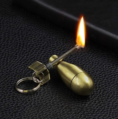 #ad Metal Matchstick Keychain Ring Reusable Lighter Flint Match Fire Starter $12.99