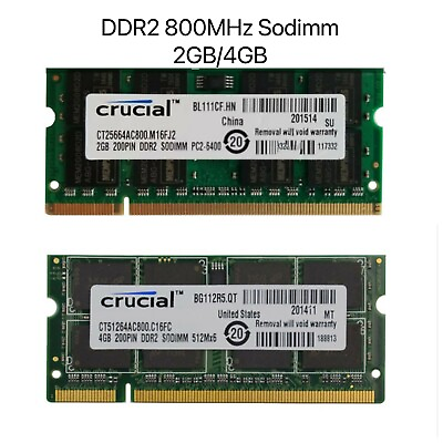 #ad Crucial DDR2 2GB 4GB 8GB 800MHz PC2 6400 Sodimm Notebook Laptop Memory Ram Lot $8.99