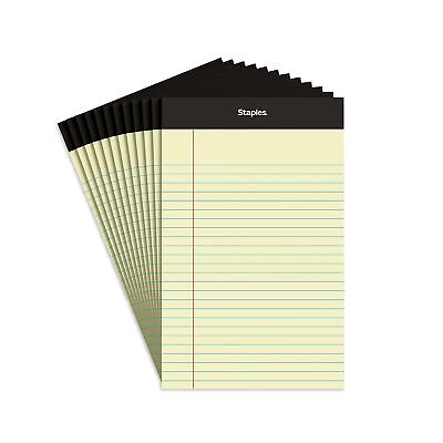 #ad Staples Notepads 5quot; x 8quot; Narrow Canary 50 Sheets Pad 12 Pads Pack 26829 163832 $10.94