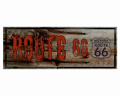 #ad HISTORIC ROUTE 66 6 x 16 Inches WOOD SIGN VINTAGE TRAVEL ART RETRO SIGNS $19.95