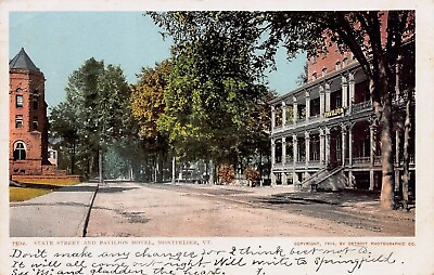 #ad State Street and Pavilion Hotel Montpielier VT 1904 Postcard Used in 1905 $15.00