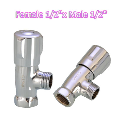 #ad 1 2quot; Water Stop Valves Brass Chrome Angle Valve Bathroom Household Control Valve $9.91