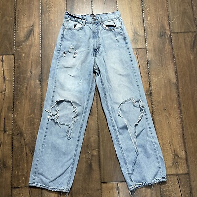 #ad BDG Urban Outfitters Loose Jeans Baggy Denim Wide Leg High Rise 27 Distressed $29.97