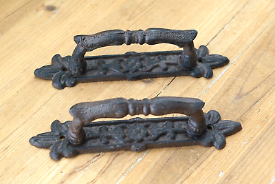 #ad 2 Cast Iron Antique Style Barn Handles Gate Pull Shed Door Handles Pulls Garden $24.99
