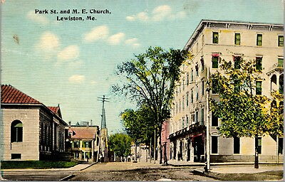 #ad Vtg Lewiston Maine ME Park Street and Methodist Episcopal Church 1910s Postcard $19.99