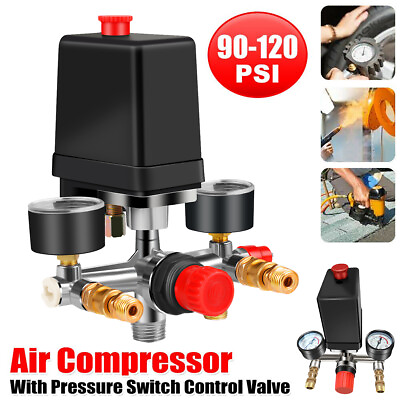 #ad 90 120PSI Air Compressor Pressure Switch Manifold Regulator Gauges 220 380V🐾` $26.39