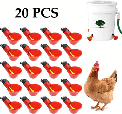 #ad 20Pcs Chicken Poultry Water Cups Automatic Waterer for DIY Poultry Quail Duck $10.99